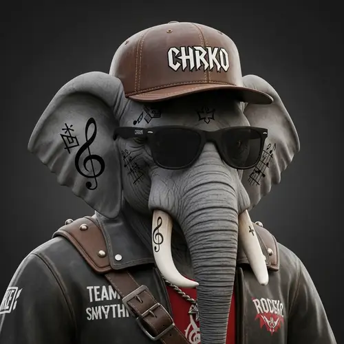Rockstar Elephant Gaming Avatar | CHRKO Team Music-Themed Design