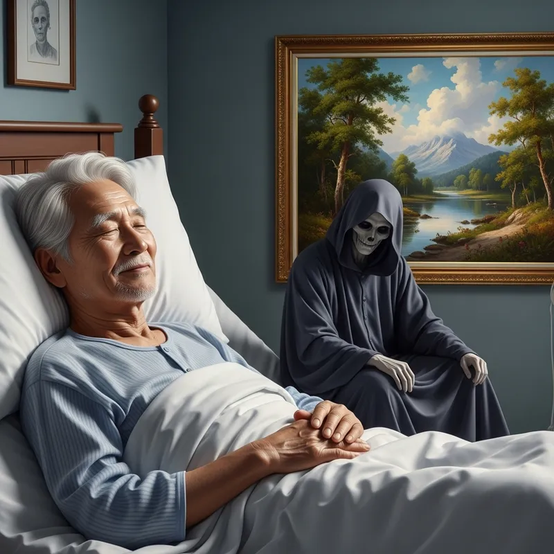 Man Embraces Death in Tranquil Setting