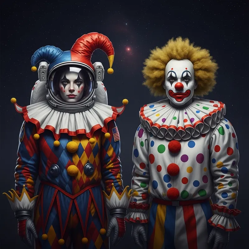 Surreal Joker Clown Astronaut Portrait in Dark Fantasy HQ