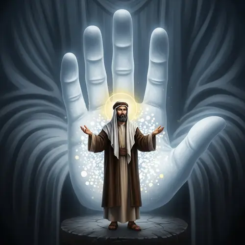 Saintly Individual in Divine Hands | Spiritual Symbolism