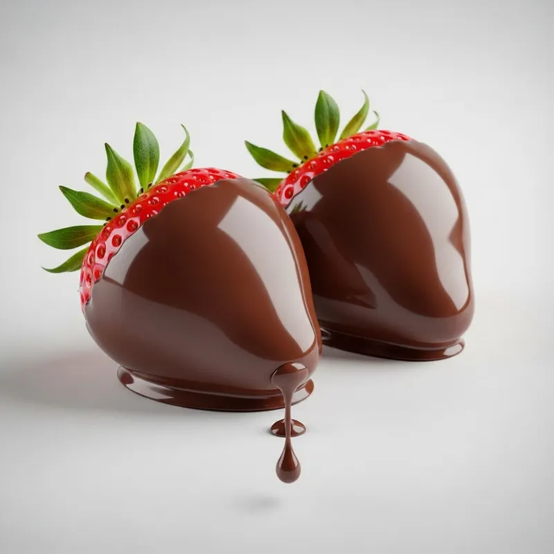Minimalist Dark Chocolate Covered Strawberries with Dripping Drop