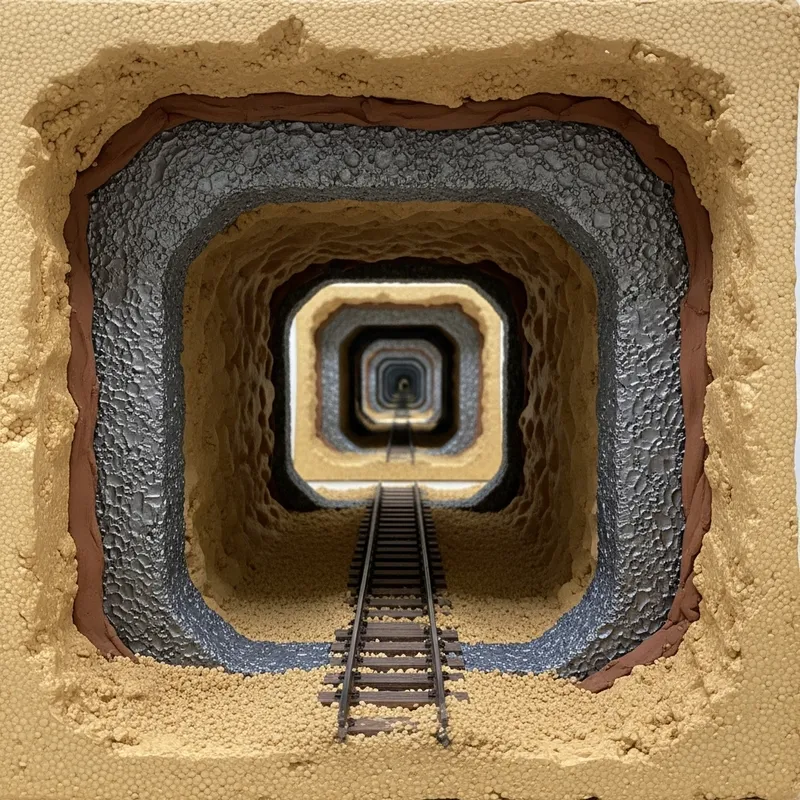 Intricate Miniature Model of Endless Mine Shaft Tunnel Illusion