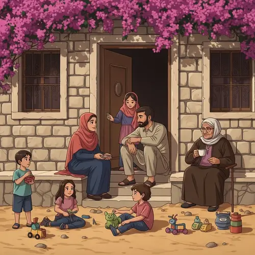 Middle-Eastern Family enjoying a peaceful summer day in Gaza
