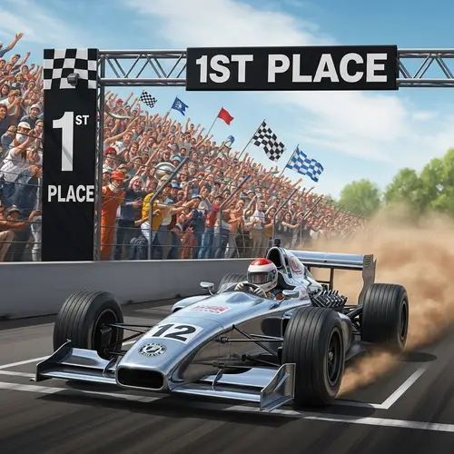 High-Intensity Race Car Sprinting Towards Finish Line