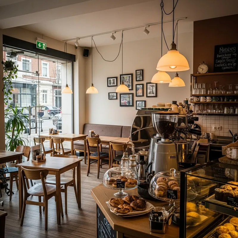 Cozy Cafe Interior: 15 Sqm Space without Plants