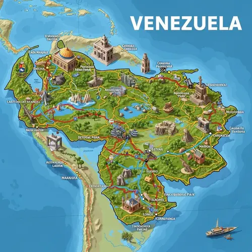 Realistic Isometric Map of Venezuela for Exciting Road Trips