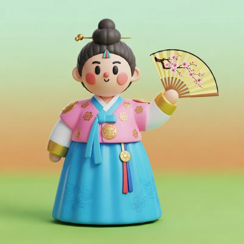3D Korean Culture Character Illustration 3D Korean Culture Character Illustration