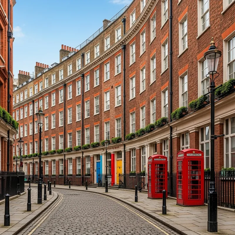 Quiet London Street with Empty Pathways Quiet London Street with Empty Pathways