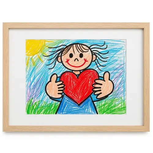 Young Girl Holding Heart Artwork