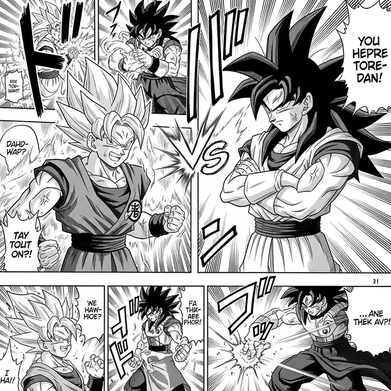 Intense Manga Battle: Goku vs Vegeta in Monochrome Intense Manga Battle: Goku vs Vegeta in Monochrome