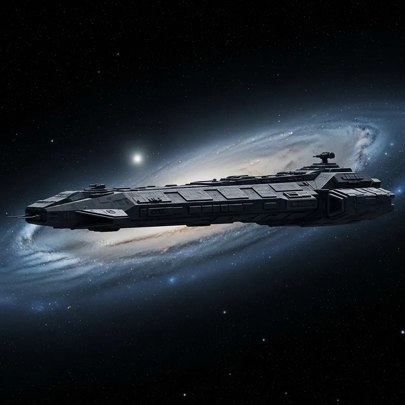 Black Military Spacecraft - 1.5km Long in the Cosmos