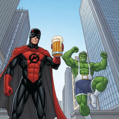 Deadpool and She-Hulk: Fun Comic Book Superhero Scene