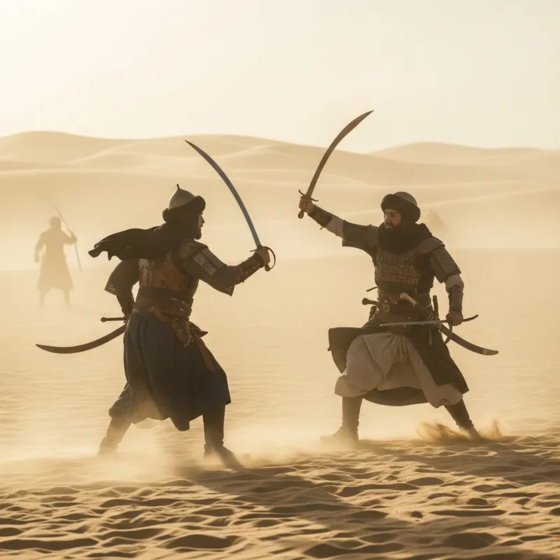 Epic Battle in Desert - Muslim Warriors Engage in Lengthy Fight Epic Battle in Desert - Muslim Warriors Engage in Lengthy Fight
