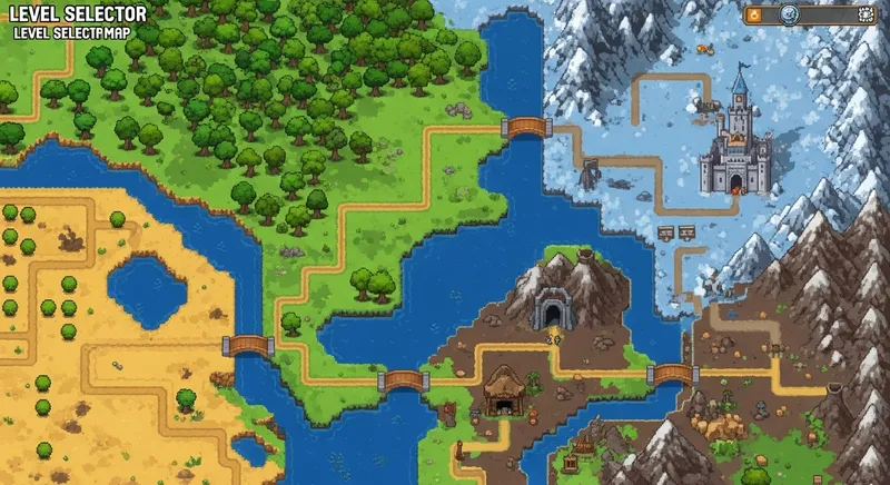 Pixelated Adventure Level Selection Map: Explore the Pixel Art World