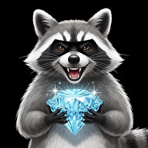 Cartoon Raccoon Holding a Diamond