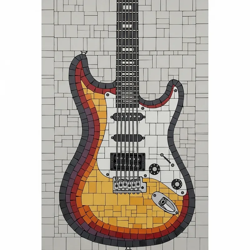 Electric Guitar Mosaic Art Piece