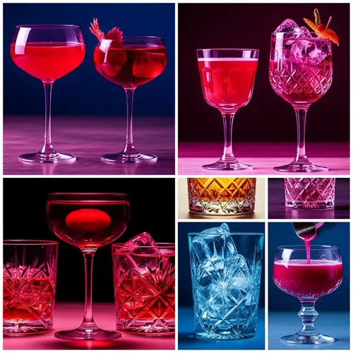 Vibrant Cocktail Glasses Collage | Bold Colors & Reflections