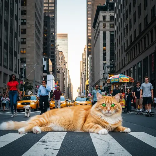 Orange Tabby Cat in Manhattan District | City Street Scene