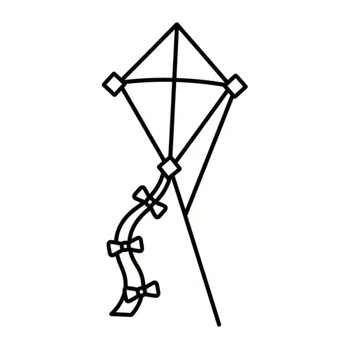 Real-Looking Kite Coloring Page for 3-Year-Olds