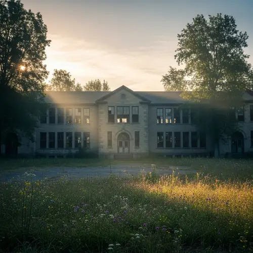 Early Morning at Abandoned School: History & Haunting Beauty