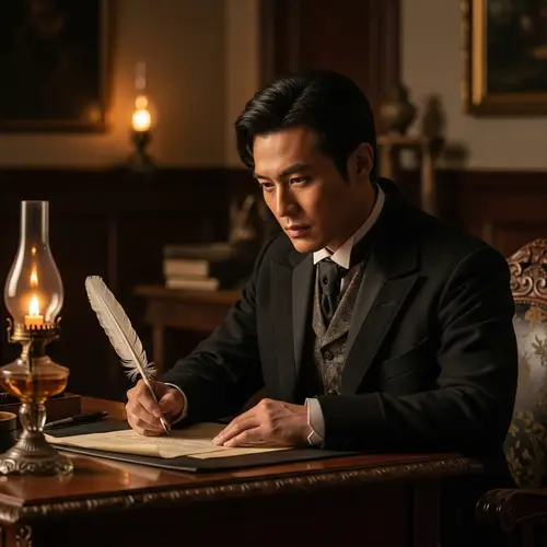 Jose Rizal: Late 19th Century Asian Man Writing
