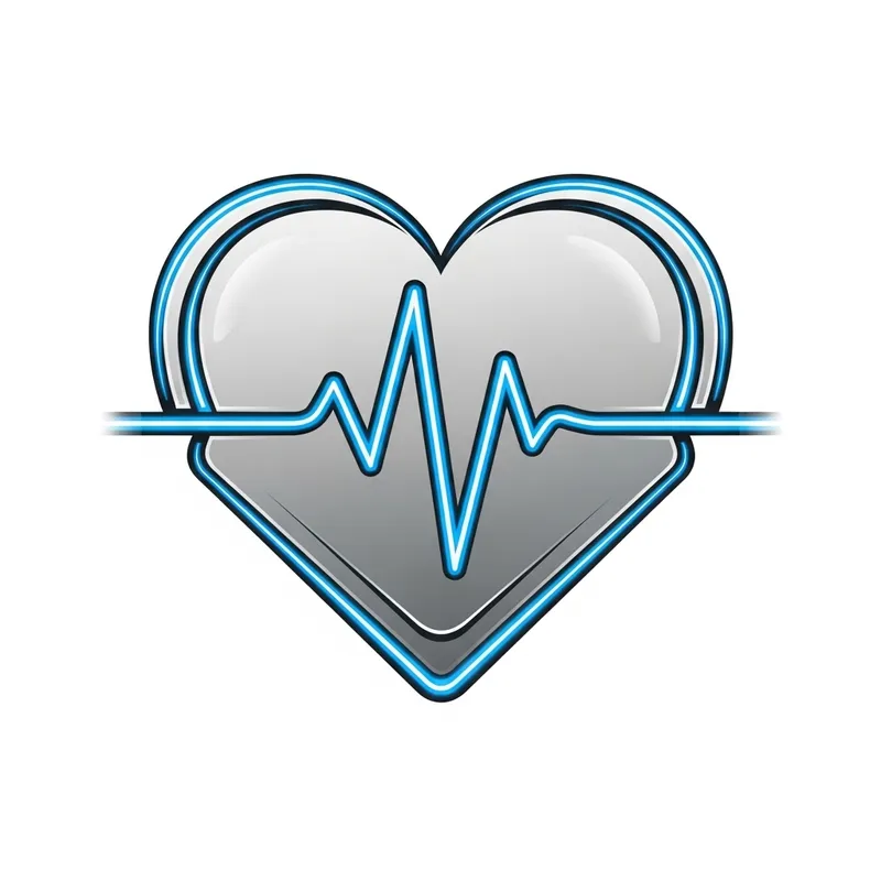 Futuristic ECG Sensor Icon | Electric Blue & Metallic Silver Design Futuristic ECG Sensor Icon | Electric Blue & Metallic Silver Design