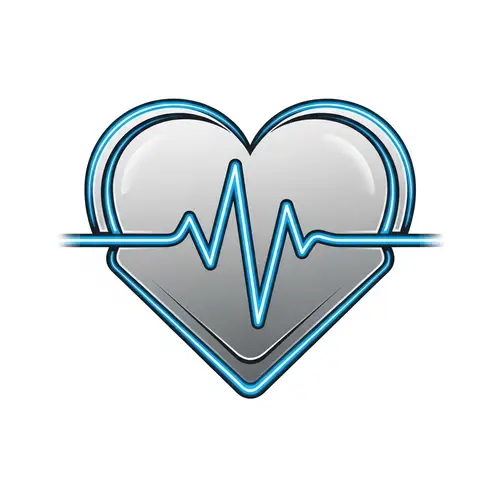 Futuristic ECG Sensor Icon | Blue & Silver Gradient Design