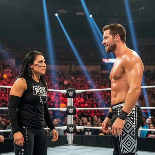 Dramatic Professional Wrestling Scene - Intense Battle