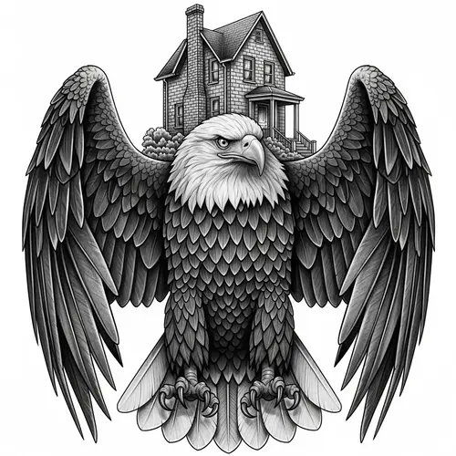 Eagle House Tattoo Design | Surreal and Sophisticated Artwork