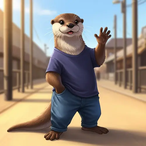 Friendly Otter Fursona in Casual Clothes | Vibrant Anthropomorphic Character