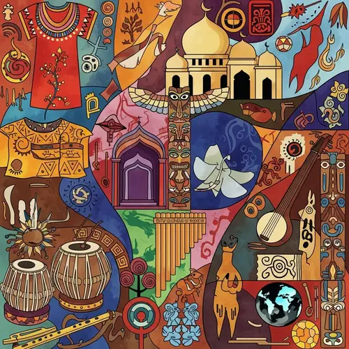 Abstract Art Celebrating Global Cultural Diversity