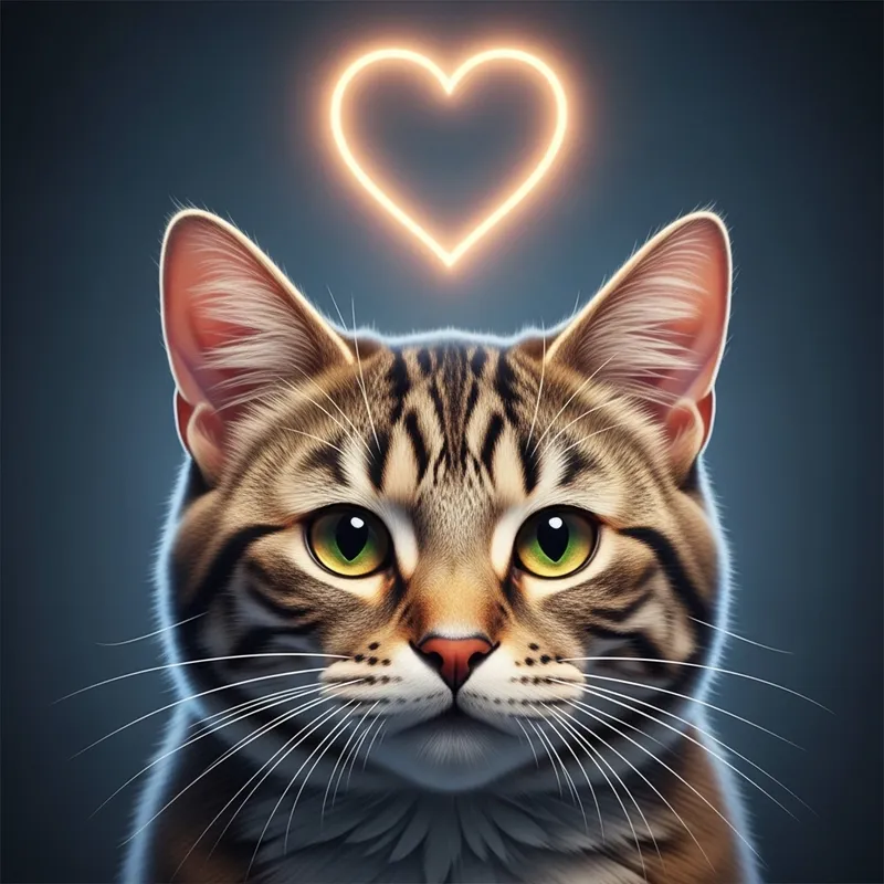 Realistic Cat with a Big Heart: Capturing Affection in Detail