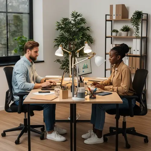 Modern IT Specialist Workspace with Work-Life Balance Environment