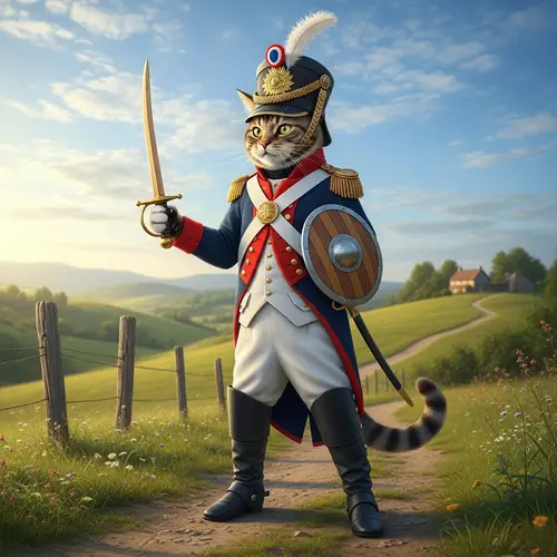Heroic Cat in Soldier Attire - Playful War Ready