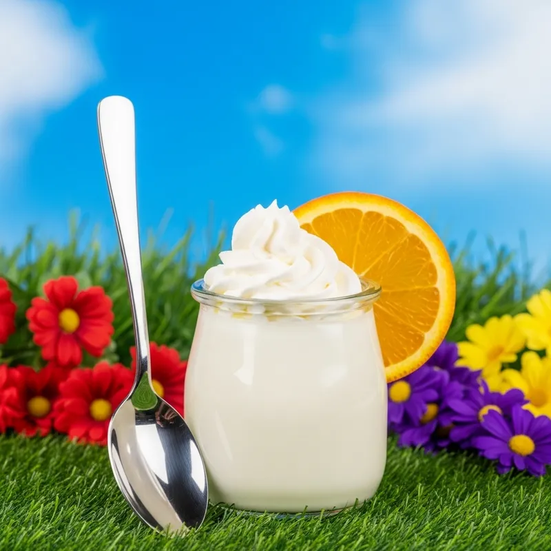 Tangy Orange Yogurt with Whipped Cream and Fresh Orange Slice