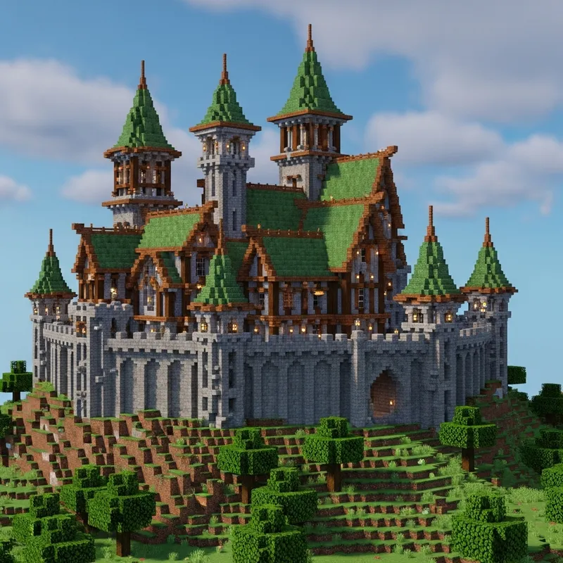 Unique Vast Medieval Castle Design in Minecraft 1.20