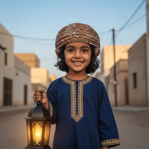 Young Omani Girl Celebrates Eid with Lantern | Traditional Clothing