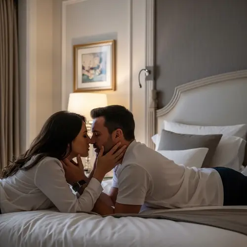 Romantic Moment in Luxury Hotel Room: Marisa & Don Angel