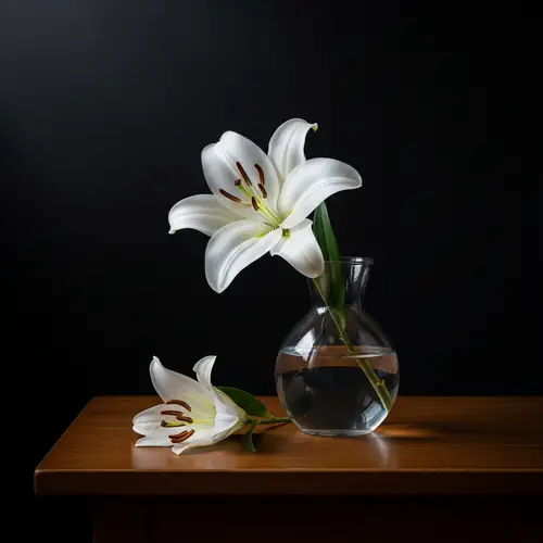 Elegant White Lily in Glass Vase | Still Life Art Photography