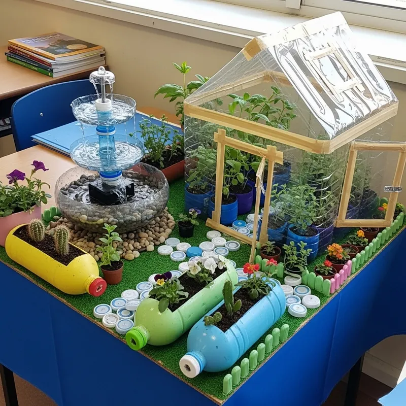Mini Garden Ideas with Recyclable Materials for School Project