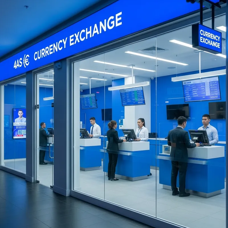Modern Blue Currency Exchange Shop Design