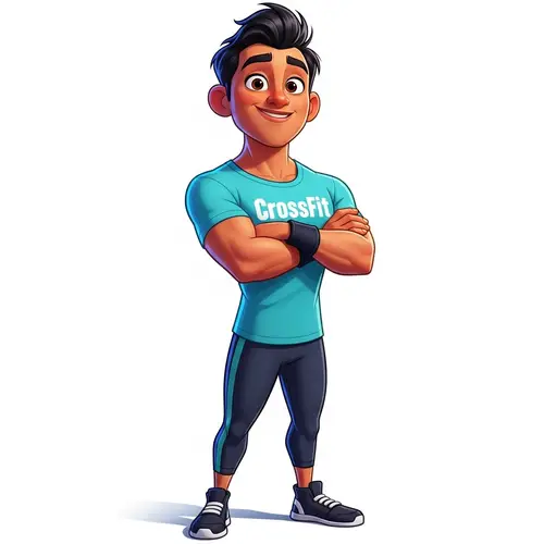 Pixar-Style Crossfit Coach: Energizing Motivation in Vibrant 3D Animation