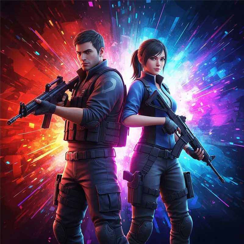 High-Quality Counter-Strike Gameplay Image: Male and Female Characters in Artistic Back-to-Back Pose