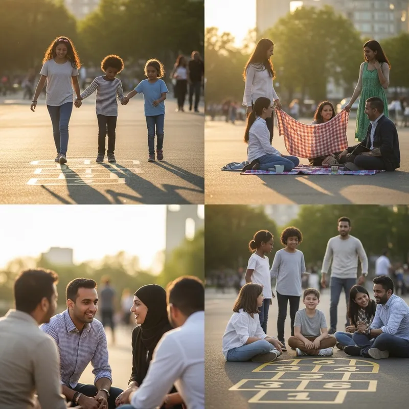 Multicultural People in Urban Park Scene Multicultural People in Urban Park Scene