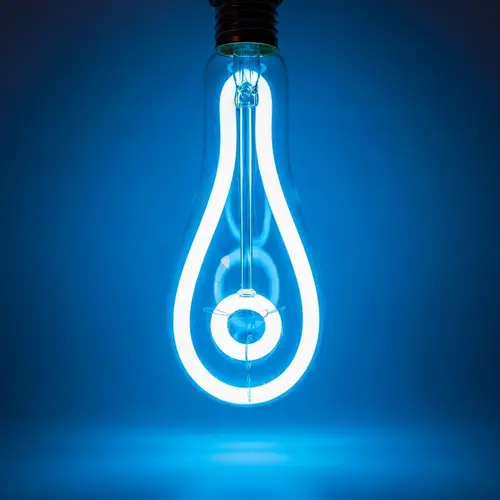 Neon Light Bulb on White Background