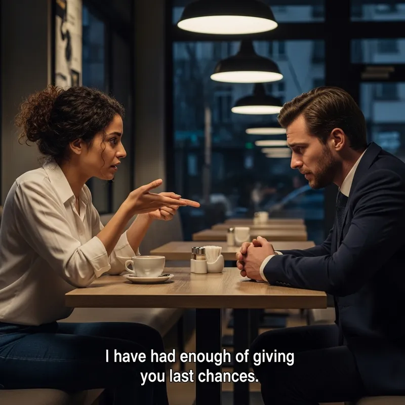 Exasperated woman ends giving last chances to man in quiet cafe