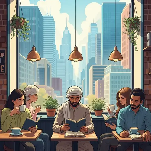 Cozy Coffee Shop in Bustling City Center