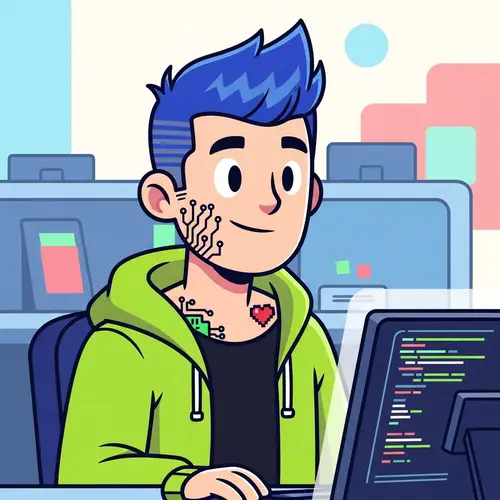 Cute IT Professional in Cartoon Style