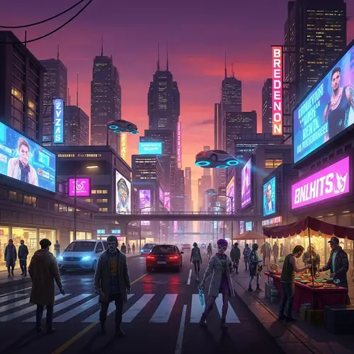 Cyberpunk Metropolis Cityscape at Dusk