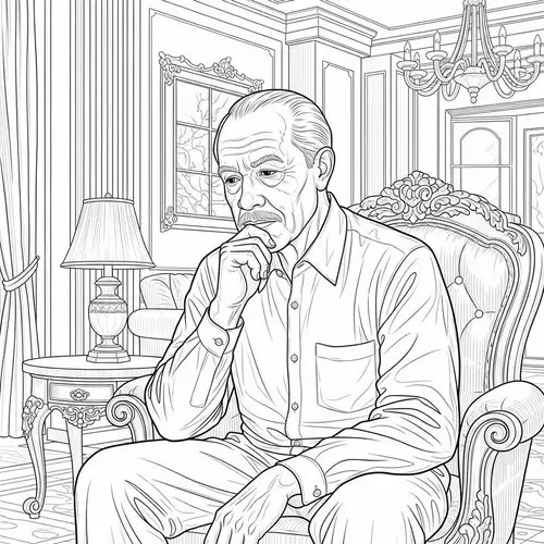 Elderly Man Contemplating Daughter's Future Spouse | Wealthy Estate Artwork